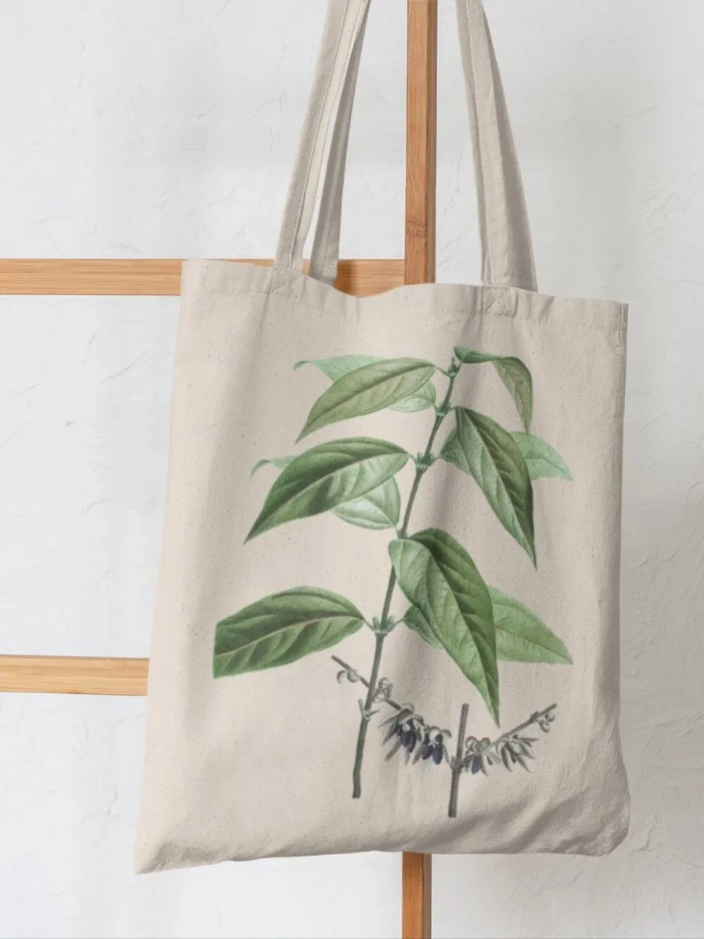 Wintersweet Vintage Floral Print Graphic Canvas Tote Bag